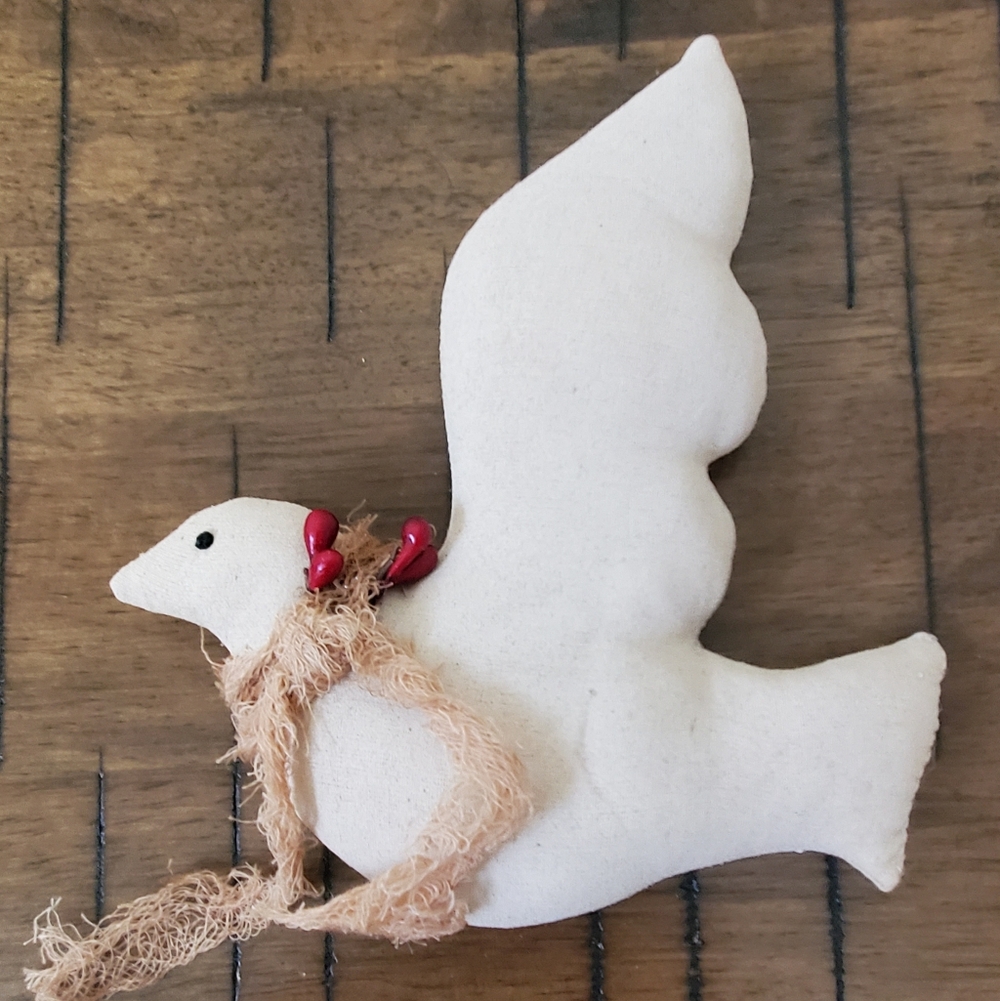 Primitive Muslin Fabric Dove Ornament Handmade Rustic Christmas Wedding Bird